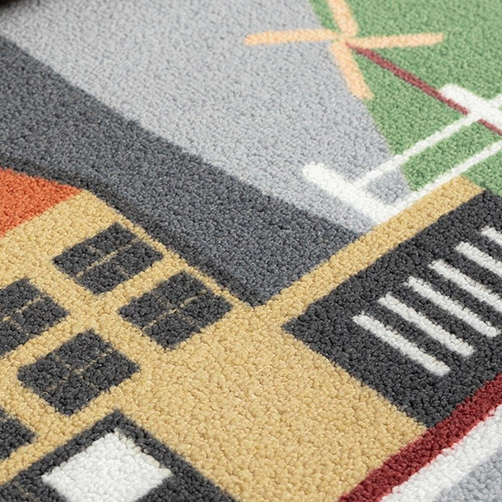 CARPETIA Kinder Spielmatte mit Blick auf die Stadt | Hintergrund in grau Grösse 160x220 cm Strasse G