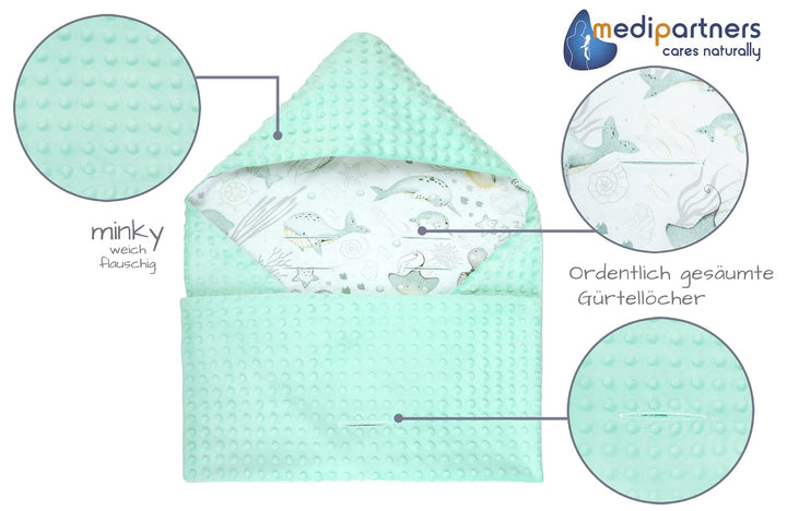 Medi Partners Einschlagdecke Baby Babyschale 100% Baumwolle für Sommer 85x85cm 75x100cm Kinderwagen