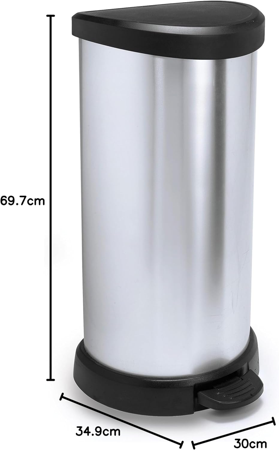 Curver 184106 Treteimer, 40 l, Polypropylen, Metalleffekt, 30 x 34,9 x 69,7 cm