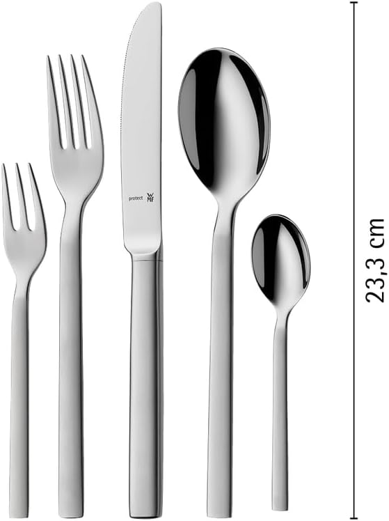 WMF Lyric Plus Besteck Set 12 Personen, 66 teilig, 60 Teile mit Servierbesteck, Hohlheftmesser, Crom
