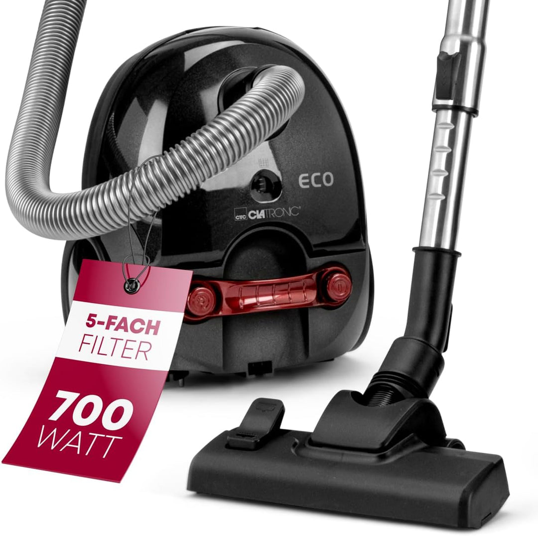 Clatronic® Staubsauger mit Beutel | Bodenstaubsauger mit energiesparenden 700 Watt | Staubsauger mit
