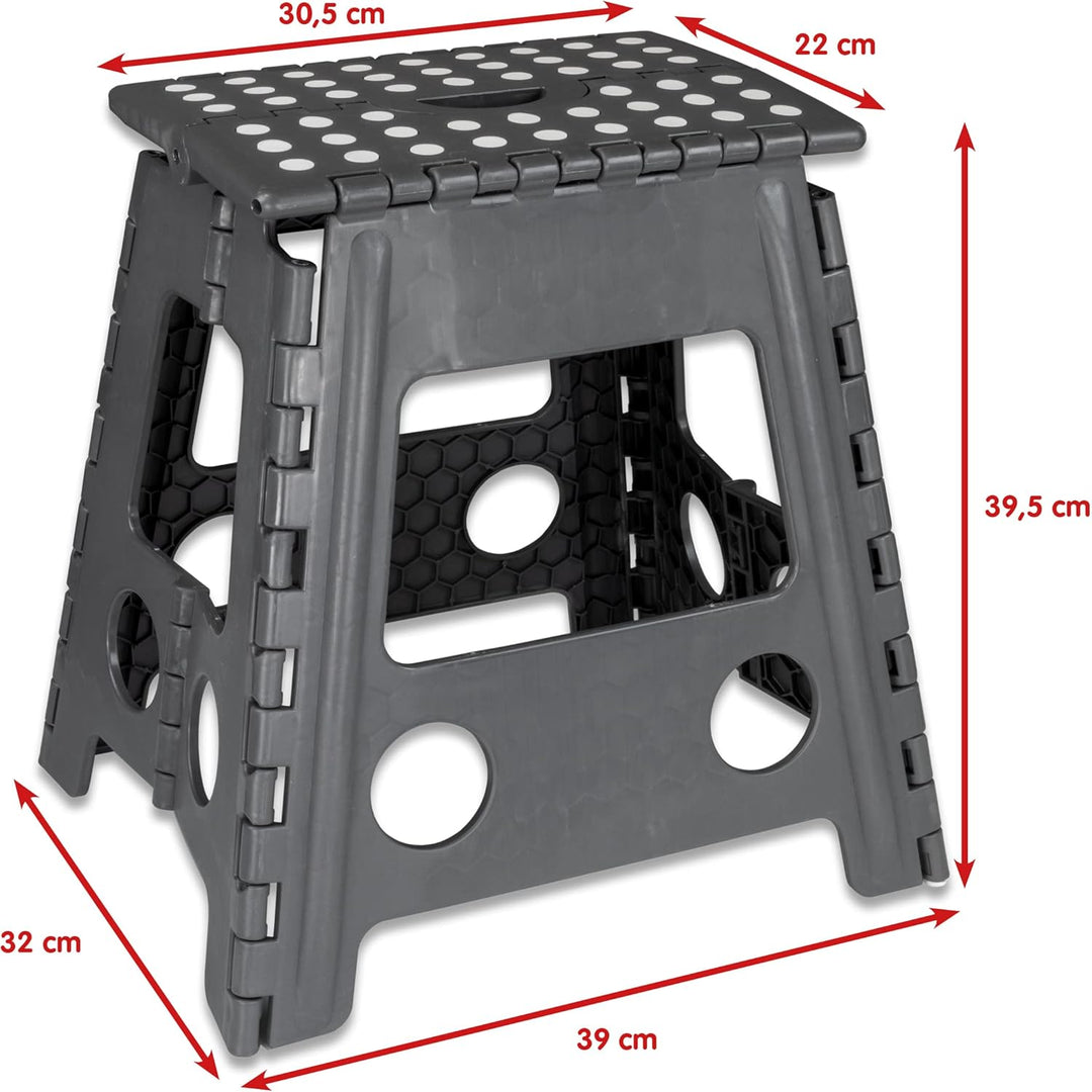 Deco4Me XL Tritthocker klappbar 40 cm hoch, belastbar bis 150 kg, 1 Stufe, rutschfest - Faltbarer Kl