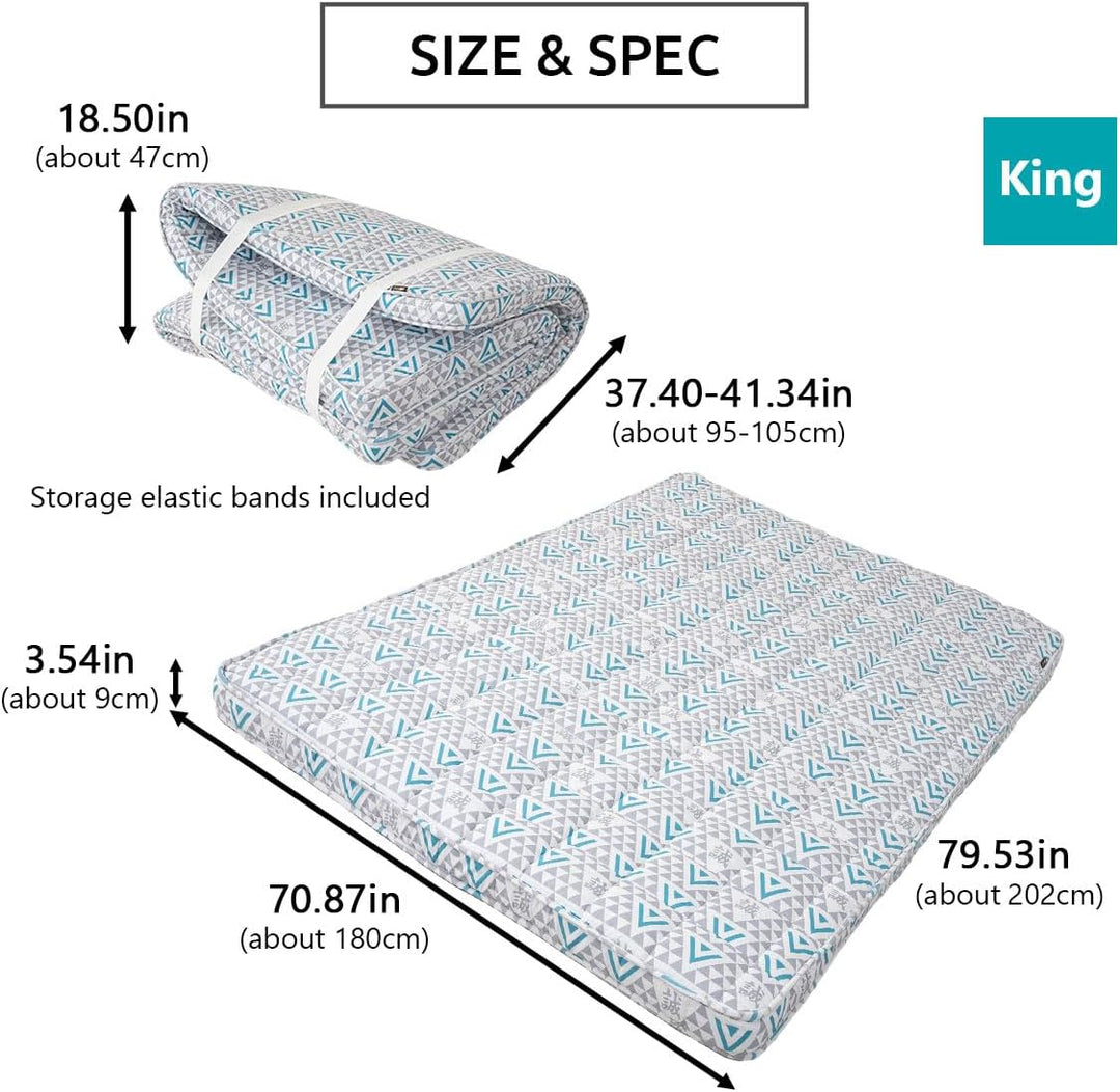 EMOOR Japanische Gepolsterte Futon Matratze Machi 180 x 202 cm Triangle-Grau (Shinsengumi Makoto), U