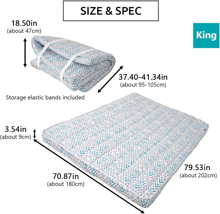 EMOOR Japanische Gepolsterte Futon Matratze Machi 180 x 202 cm Triangle-Grau (Shinsengumi Makoto), U