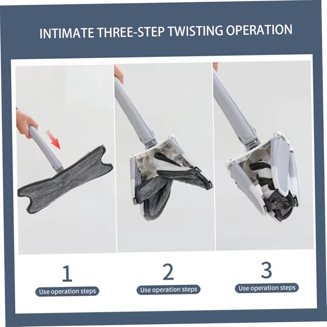 Flacher Mopp, Reinigungsmopp für Bodenwischer, 360° drehbar, Lazy Butterfly Mop mit 5 Pads, trocken
