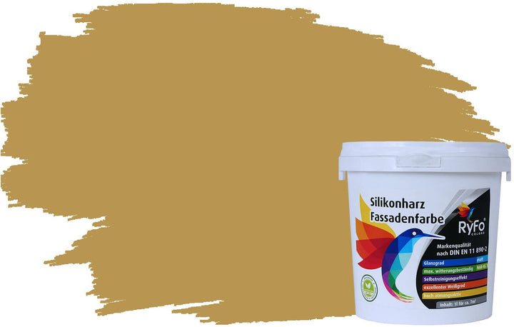 RyFo Colors Silikonharz Fassadenfarbe Lotuseffekt Trend Ockergelb 1l - bunte Fassadenfarbe, weitere