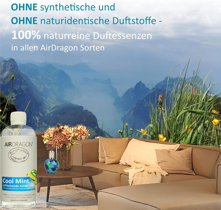 AIRDRAGON® COOL MINT • Für jede katalytische Lampe • OHNE künstliche Duftstoffe • 1000ml Premium Nat