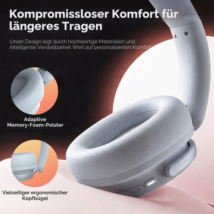 havit SPACE NC01H Hybrid Active Noise Cancelling Kopfhörer, Over Ear Bluetooth Kopfhörer mit 4 Mic E