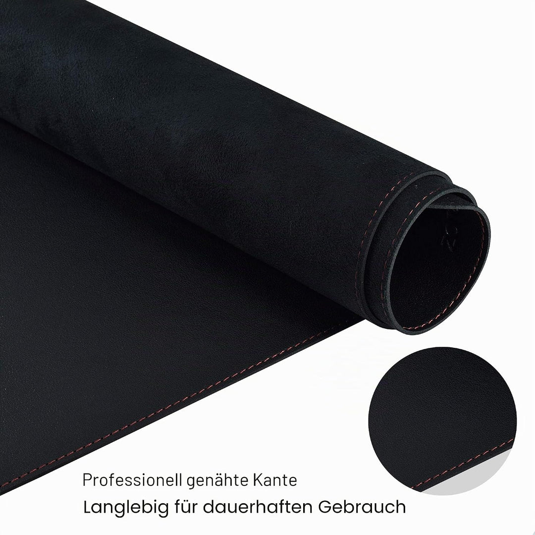 ZORESYN Profi Schreibtischmatte 140x40cm Schwarz - wasserdichte PU-Leder Unterlage für schmale Tisch