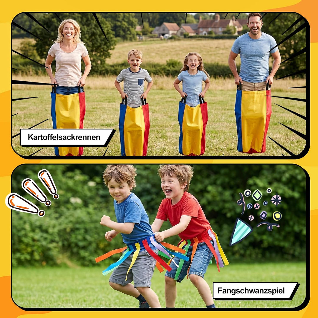 Outdoor Karnevals Spiele, Sackhüpfen Säcke, Eierlauf Spiel, Ringwurfspiel, Kartoffelsackbeutel, 3-be