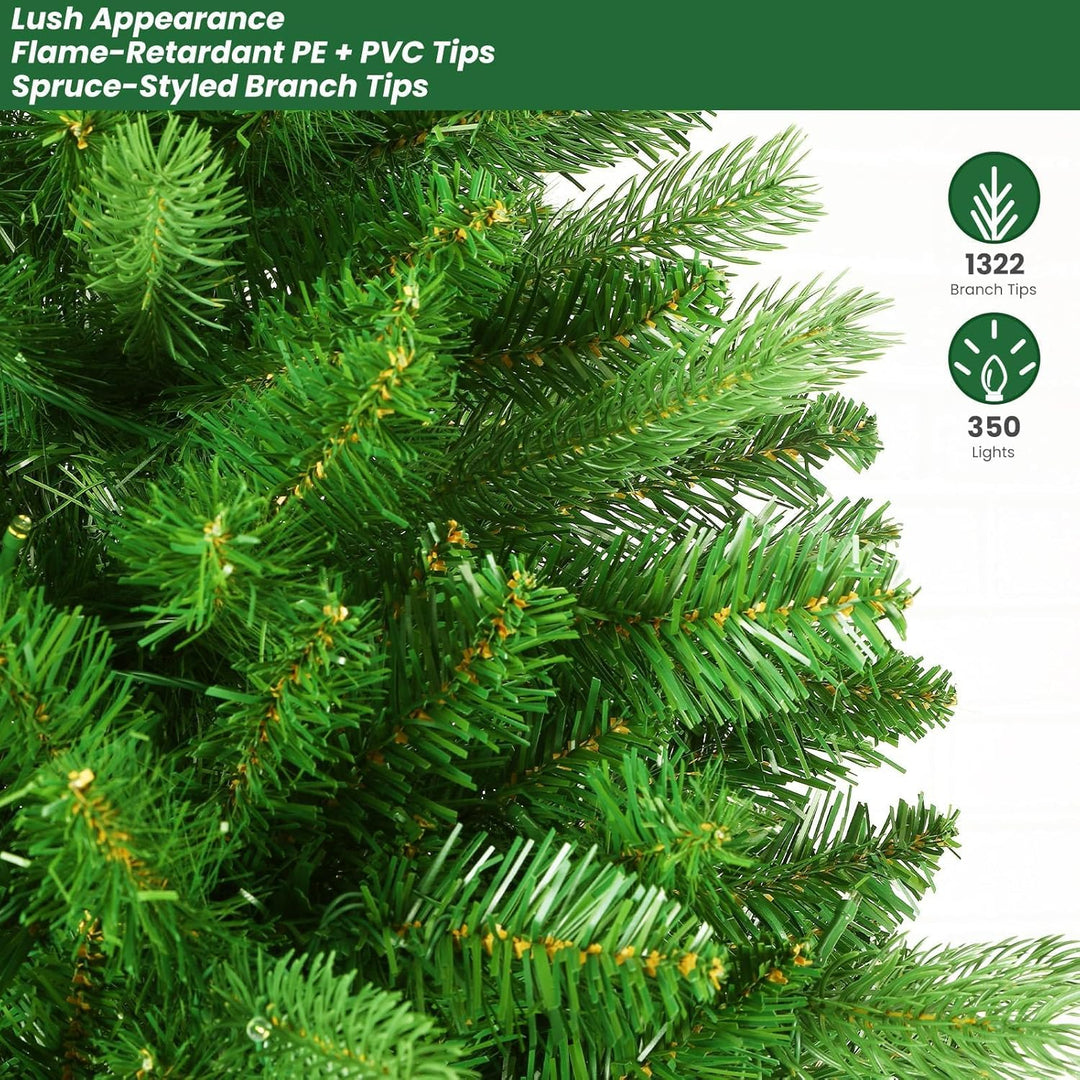 SHareconn 180cm Weihnachtsbaum künstlich Scharnier Weihnachtsbaum mit Beleuchtung 330 Warmweissen un