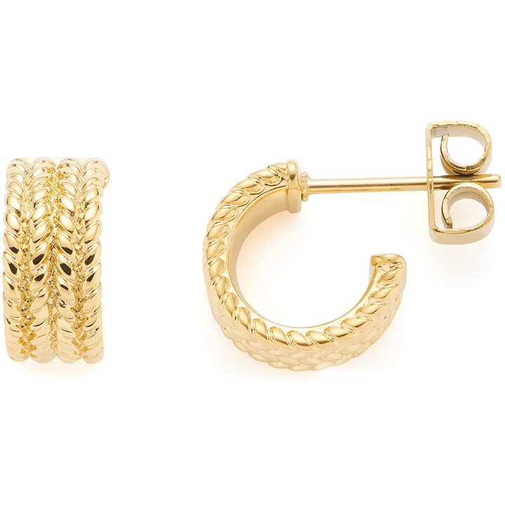 Leonardo Jewels Theresia Ohrringe, Creolen-Stecker aus Edelstahl, gold Zopf-Muster Kordel-Optik,1,1