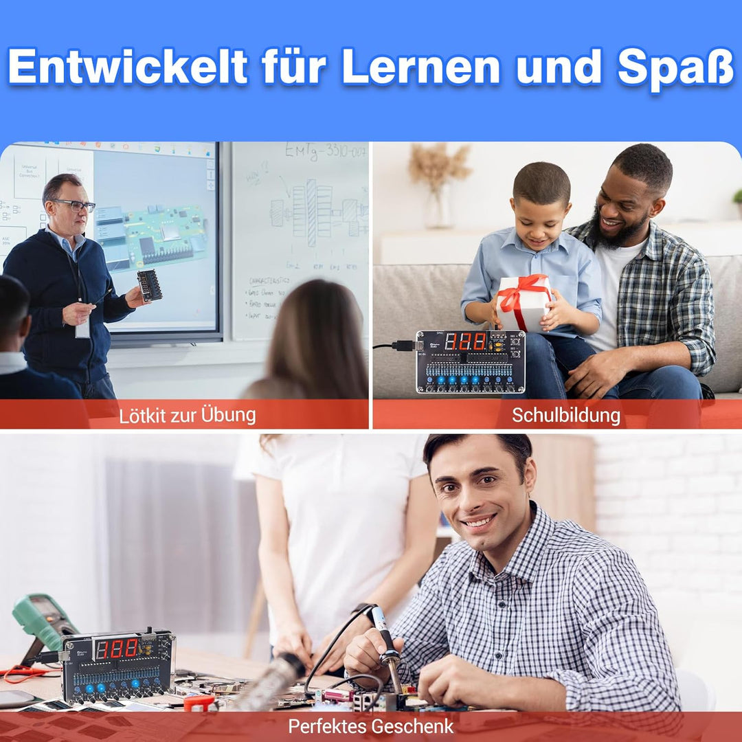 Binär-Dezimal Lötbausatz, Elektronik Lernprojekt für Schule & Studenten, MINT DIY Kit mit LED-Anzeig