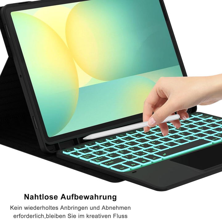 Tastatur Hülle für Samsung Galaxy Tab S10 Lite 10.9"/ S9 11"/ S9 FE 10.9"/ S10 FE 10.9 Zoll - 7 Farb