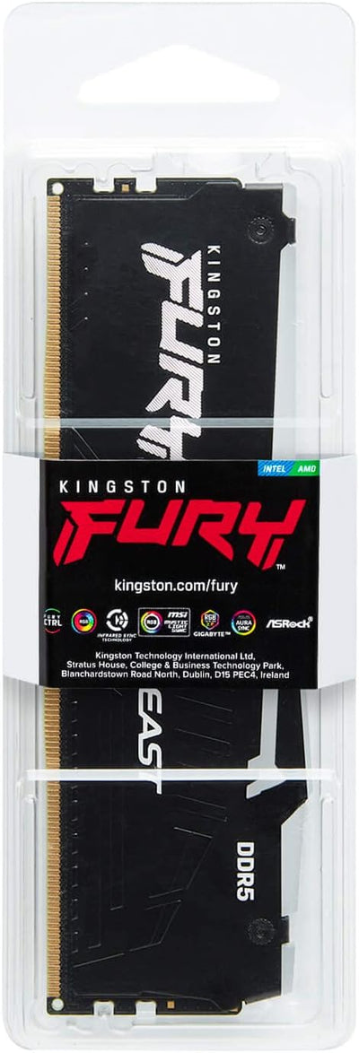 Kingston Fury Beast DDR5 RGB 16GB 5200MT/s DDR5 CL40 DIMM Desktop Gaming Speicher Einzelnes Modul -