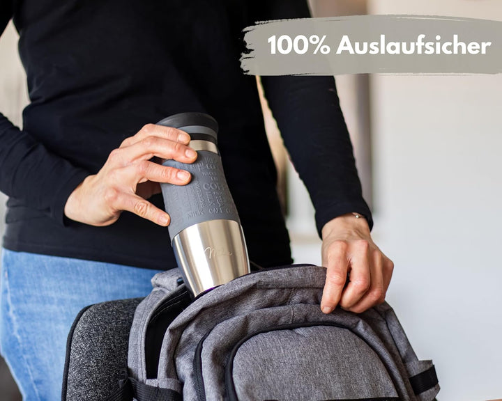Milu Thermobecher 370ml 450ml Isolierbecher Kaffeebecher to go - 100% Auslaufsicher - Trinkbecher au
