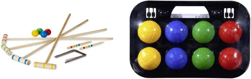 Relaxdays Krocket Spiel, 4 Spieler Kinder Erwachsene Komplettset mit Tasche Croquet Set Holz S, Natu