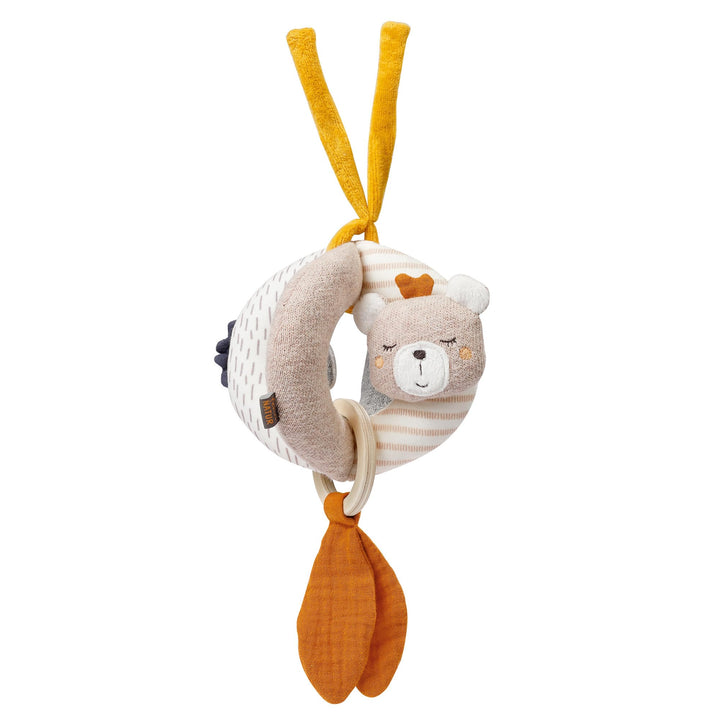 Fehn 052312 Greifball Esel & Teddy NATUR – Motorik-Spielball mit Rassel zum Werfen, Greifen, Rollen
