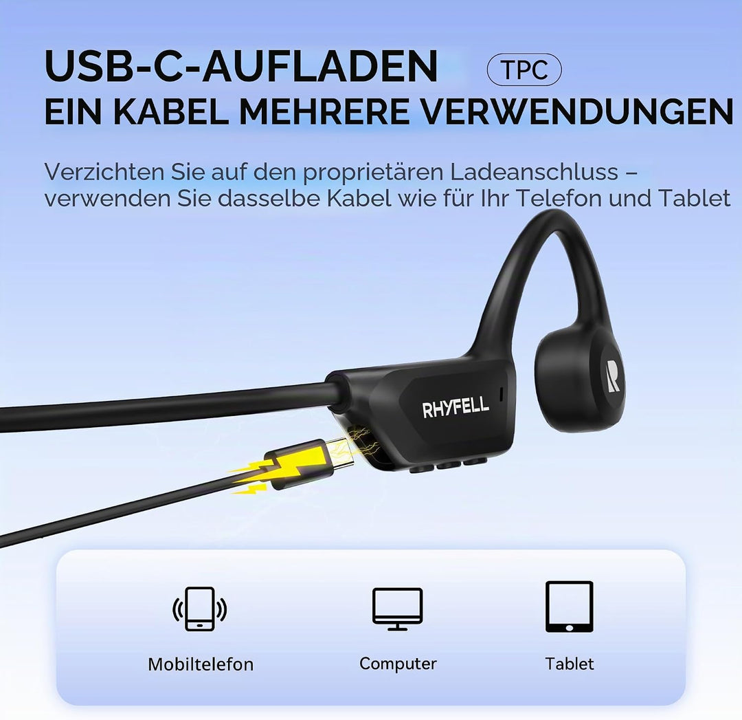 Knochenschall Kopfhörer, Open Ear Bluetooth 6.0 Sportkopfhörer, Geeignet für Laufen Orange und Grau,