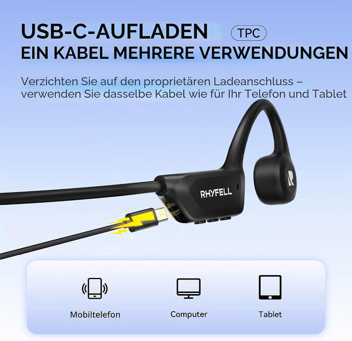 Knochenschall Kopfhörer, Open Ear Bluetooth 6.0 Sportkopfhörer, Geeignet für Laufen Orange und Grau,