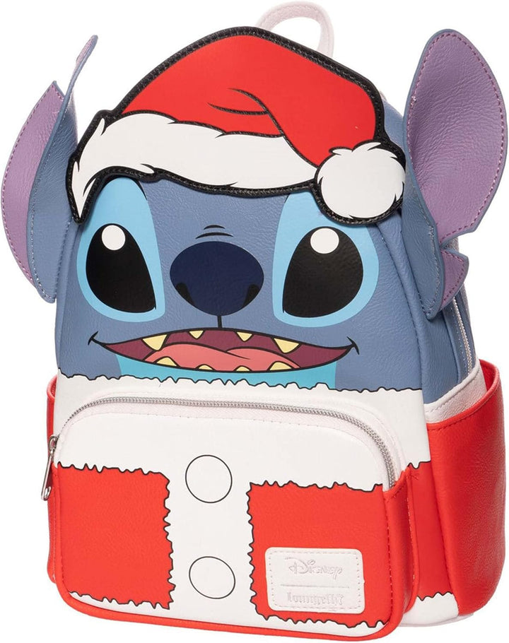 Loungefly Lilo & Stitch Holiday Santa Stitch Mini-Rucksack, Rot/Ausflug, einfarbig (Getaway Solids),