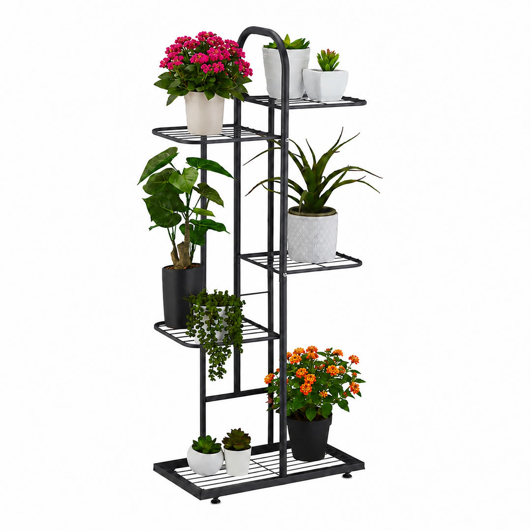 Relaxdays Pflanzenständer, 5 Ablagen, Pflanzentreppe Blumen &amp; Kräuter, Metall Blumenständer, HxBxT: