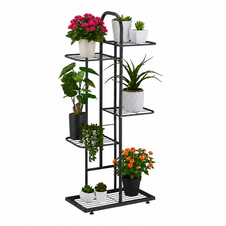 Relaxdays Pflanzenständer, 5 Ablagen, Pflanzentreppe Blumen &amp; Kräuter, Metall Blumenständer, HxBxT: