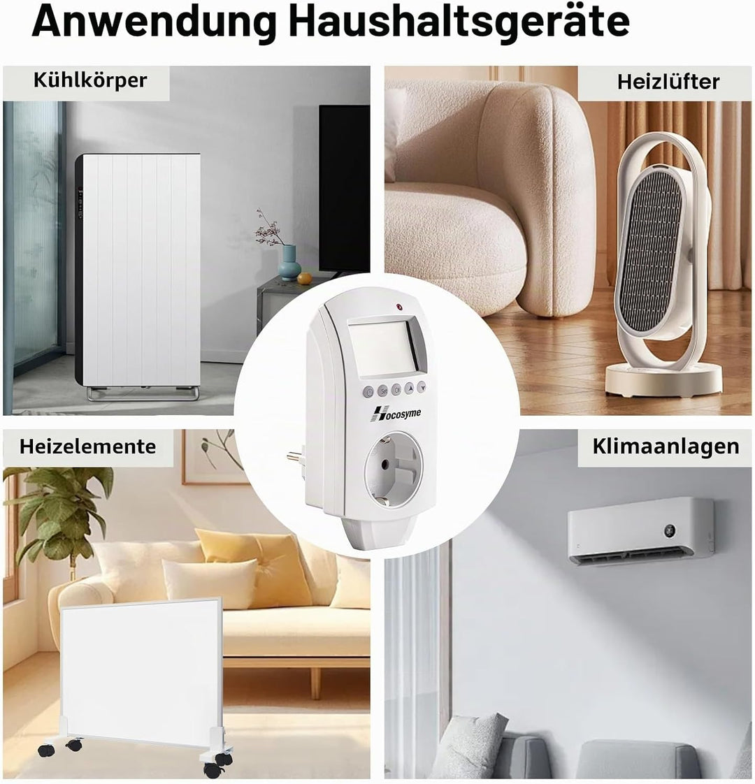 Hocosyme Infrarotheizung Thermostat Steckdose, Steckdosenthermostat Programmierbare für Elektrische