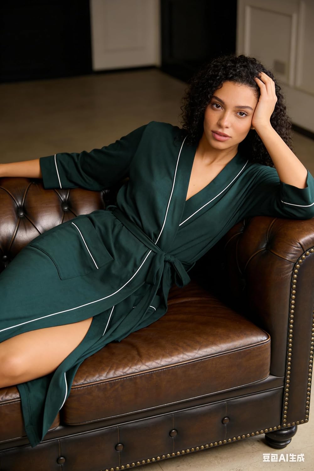 HEARTNICE Bademantel Damen 100% Baumwolle, Sauna Bademantel Damen leicht Morgenmantel Kimono Hausman