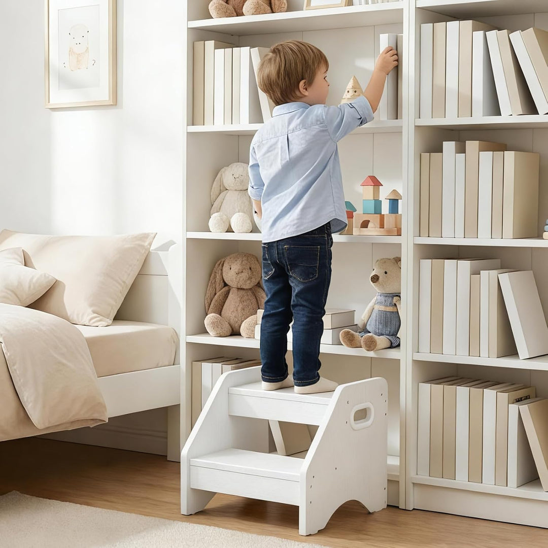 HOOBRO Tritthocker Kinder, 2-stufiger Kinderhocker mit Griffen und Anti-Rutsch-Pads, Kinderschemel f