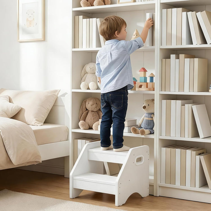 HOOBRO Tritthocker Kinder, 2-stufiger Kinderhocker mit Griffen und Anti-Rutsch-Pads, Kinderschemel f