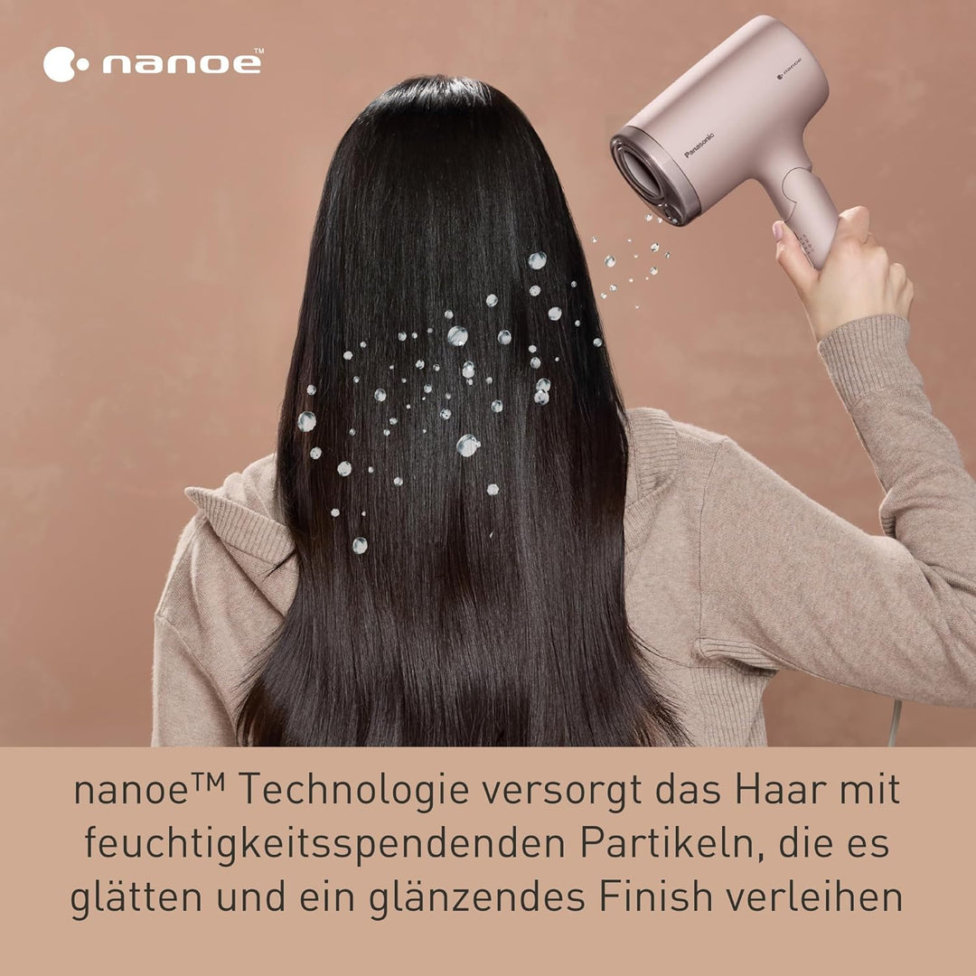 Panasonic EH-NA7M-P825 nanoe Haartrockner für glänzendes Haar, faltbares Design, Schnelltrocknen, Ko