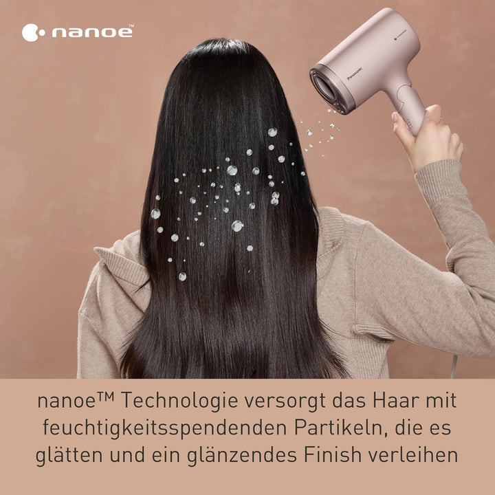 Panasonic EH-NA7M-P825 nanoe Haartrockner für glänzendes Haar, faltbares Design, Schnelltrocknen, Ko