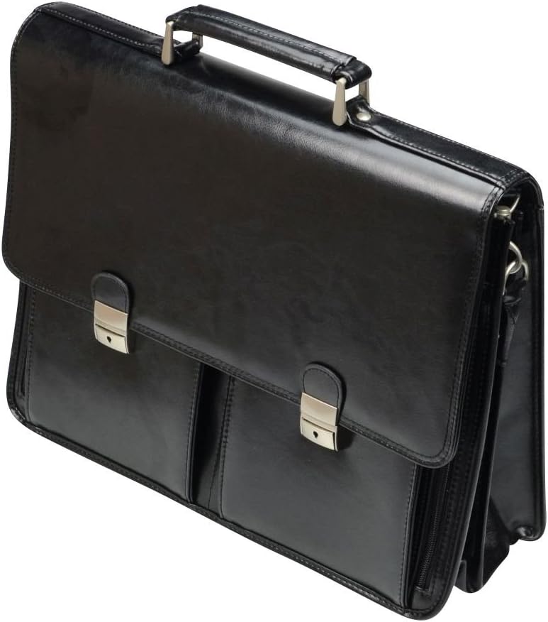 Alassio 323360 47117 - Aktentasche VENETO, aus echtem Leder, ca. 42 x 32 x 15 cm, schwarz