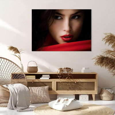 Bilder auf Leinwand 100x70cm Leinwandbild Schönheit brünette eleganc mädchen Gross Wanddeko Bild Sch