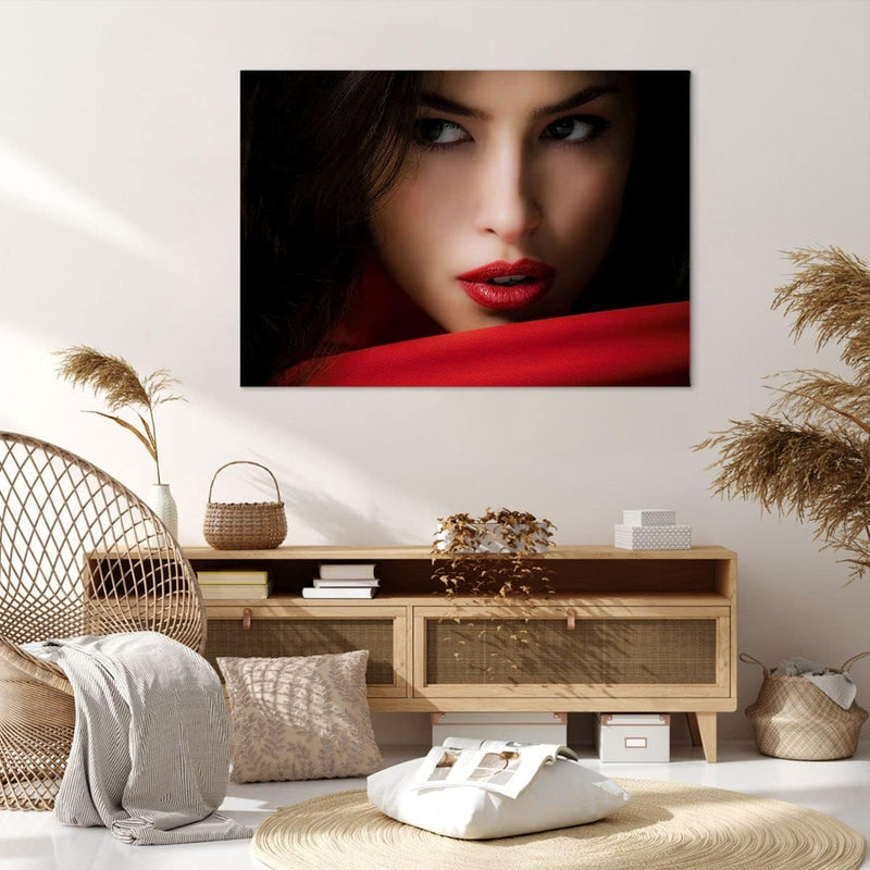 Bilder auf Leinwand 100x70cm Leinwandbild Schönheit brünette eleganc mädchen Gross Wanddeko Bild Sch