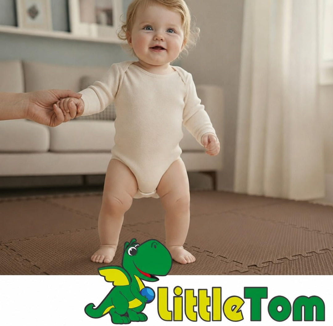 LittleTom Spielmatte Baby Puzzlematte - 9 Matten je 30x30x1 cm Krabbelmatte 90x90 cm Bodenmatte Kind
