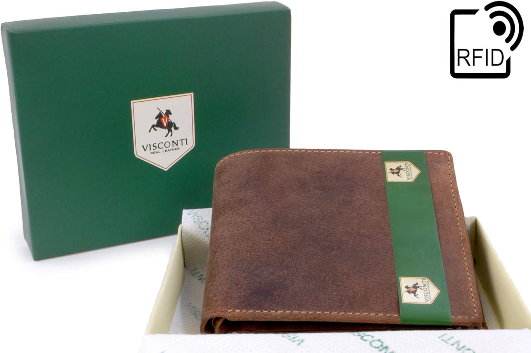 VISCONTI - Leder - Herrengeldbörse aus Echtleder - Kreditkartensteckplätze & mit Geschenkbox - Jäger