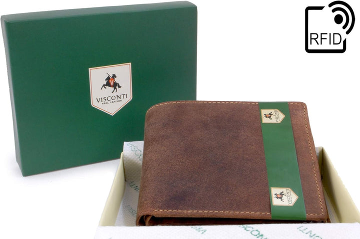 VISCONTI - Leder - Herrengeldbörse aus Echtleder - Kreditkartensteckplätze & mit Geschenkbox - Jäger