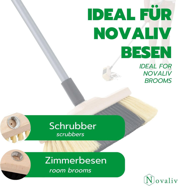 Novaliv 4 Stück Teleskop Besenstiel mit Gewinde 79-130 cm Silber Metallstiel für Besen deutsches Gew