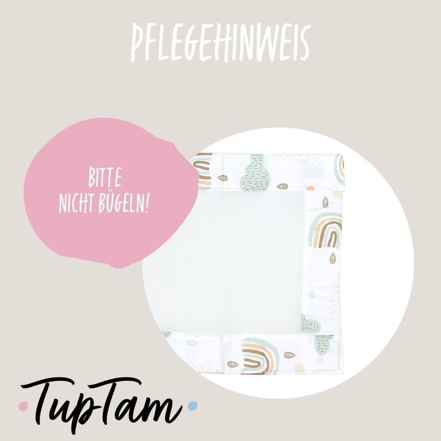 TupTam Gitterstäbe Schutz Netz Babybett Nestchen 3D Mesh 2 Pack, Farbe: Regenbogen Wolken, Grösse: c