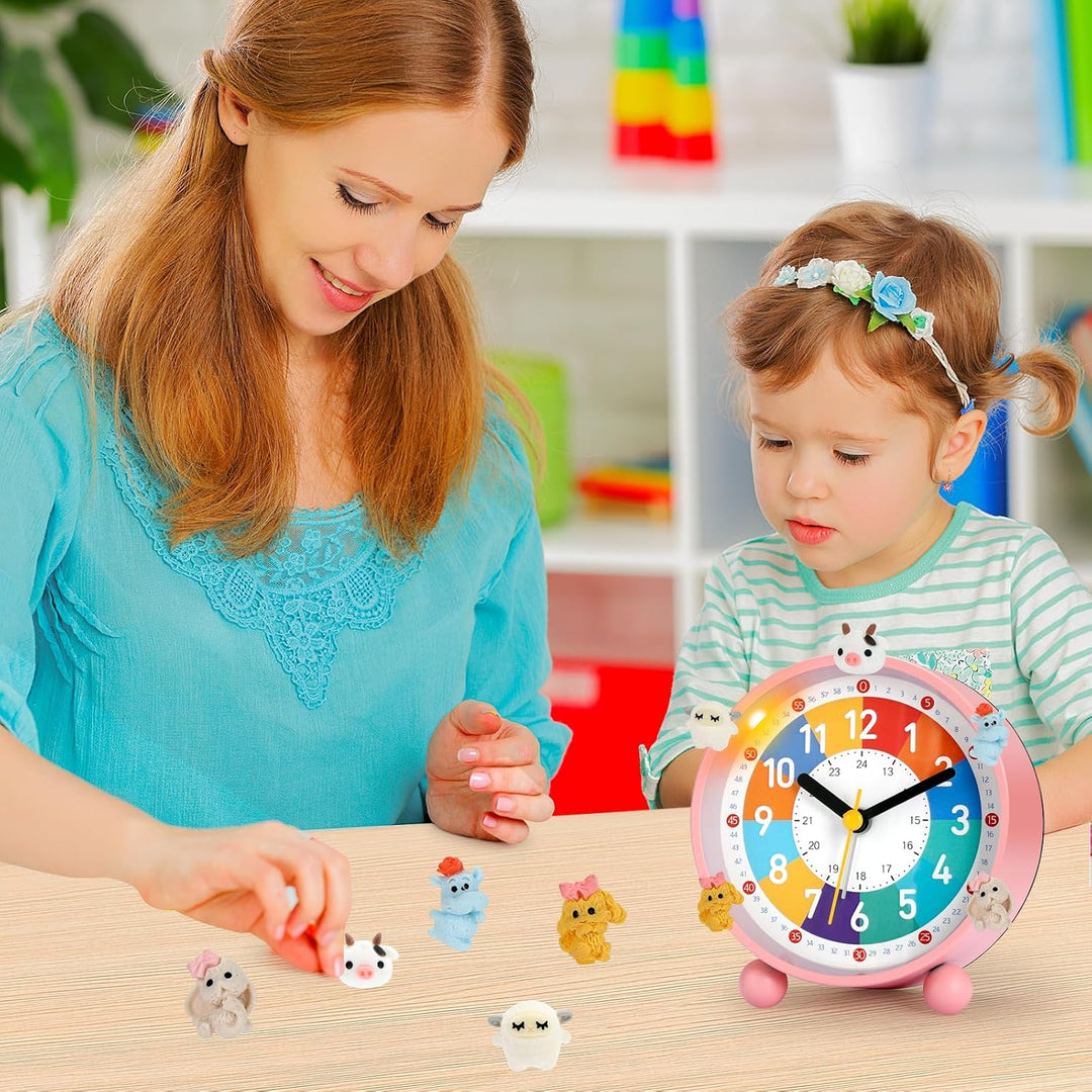 Kinder Wecker, Kinderwecker für Schulanfänge, Kein Tickendes Geräusch, Mit Nachtlicht und Schlummerf