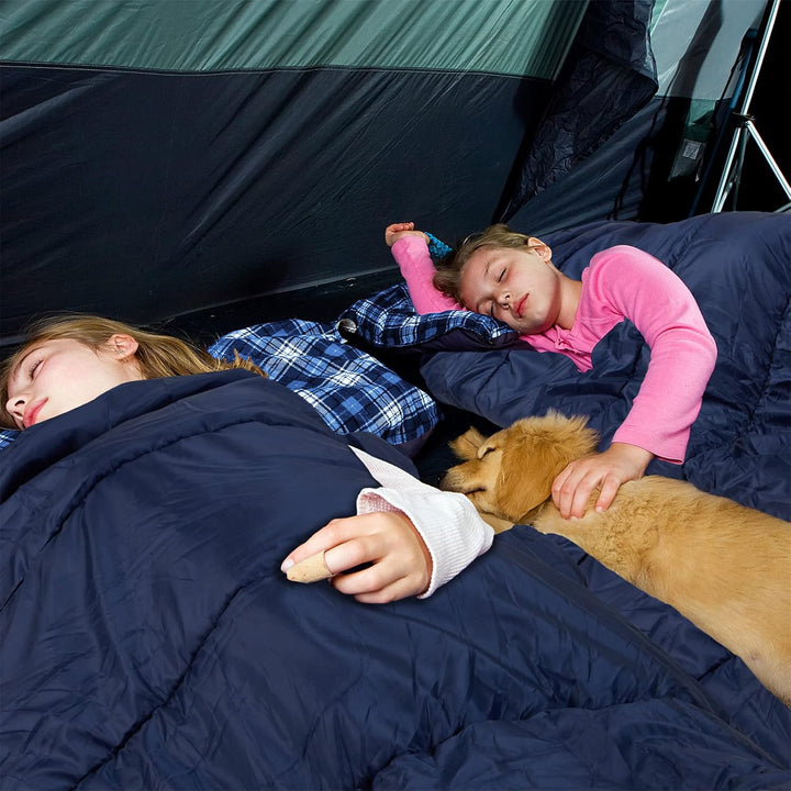 Baumwollflanell-Doppelschlafsack für Camping, Wandern oder Wandern. Queen Size 2 Person wasserdichte