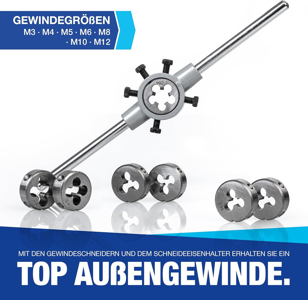 NTG Gewindeschneidesatz 32- tlg., Gewindeschneider Set inkl. Aufbewahrungskoffer, M3, M4, M5, M6, M8