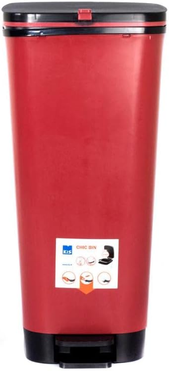 CURVER KIS Chic Bin Style Treteimer 45l mit Deckel und Pedal, Müllbeutelaufhängung, paprika, 29 x44,