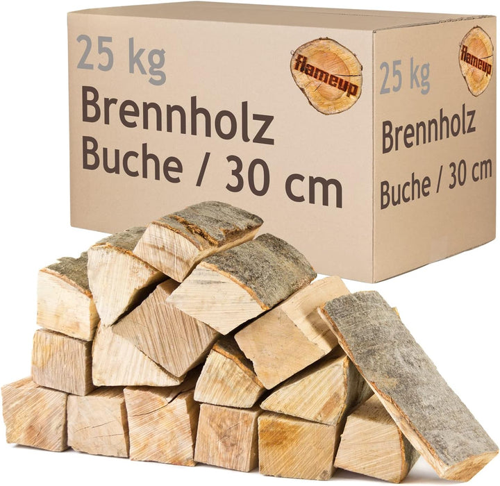 Flameup Brennholz Buche Kaminholz 30 cm Holz 25 kg Für Ofen und Kamin Kaminofen Feuerschale Grill Fe