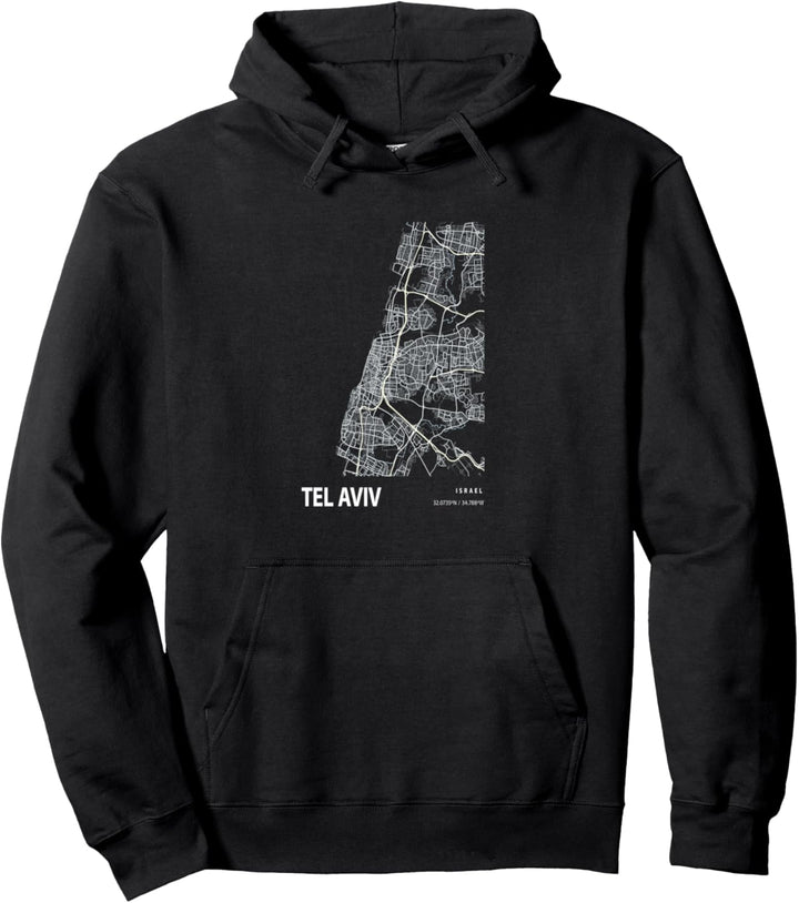 Tel Aviv Blueprint Map State Israel Tourist Vacation Gift Pullover Hoodie