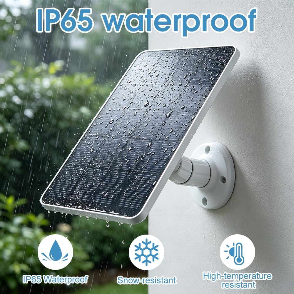 Solarpanel für Eufy Kamera, 3W Solarpanel für Ring Kamera, Solar Ladegerät 6V mit Micro USB &amp; USB-C