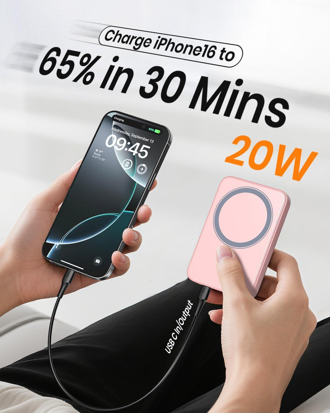 A ADDTOP Magnetic Power Bank 10000mAh- 20W Schnelllade iPhone Ladegerät for Magnetisch, UltraSlim Wi