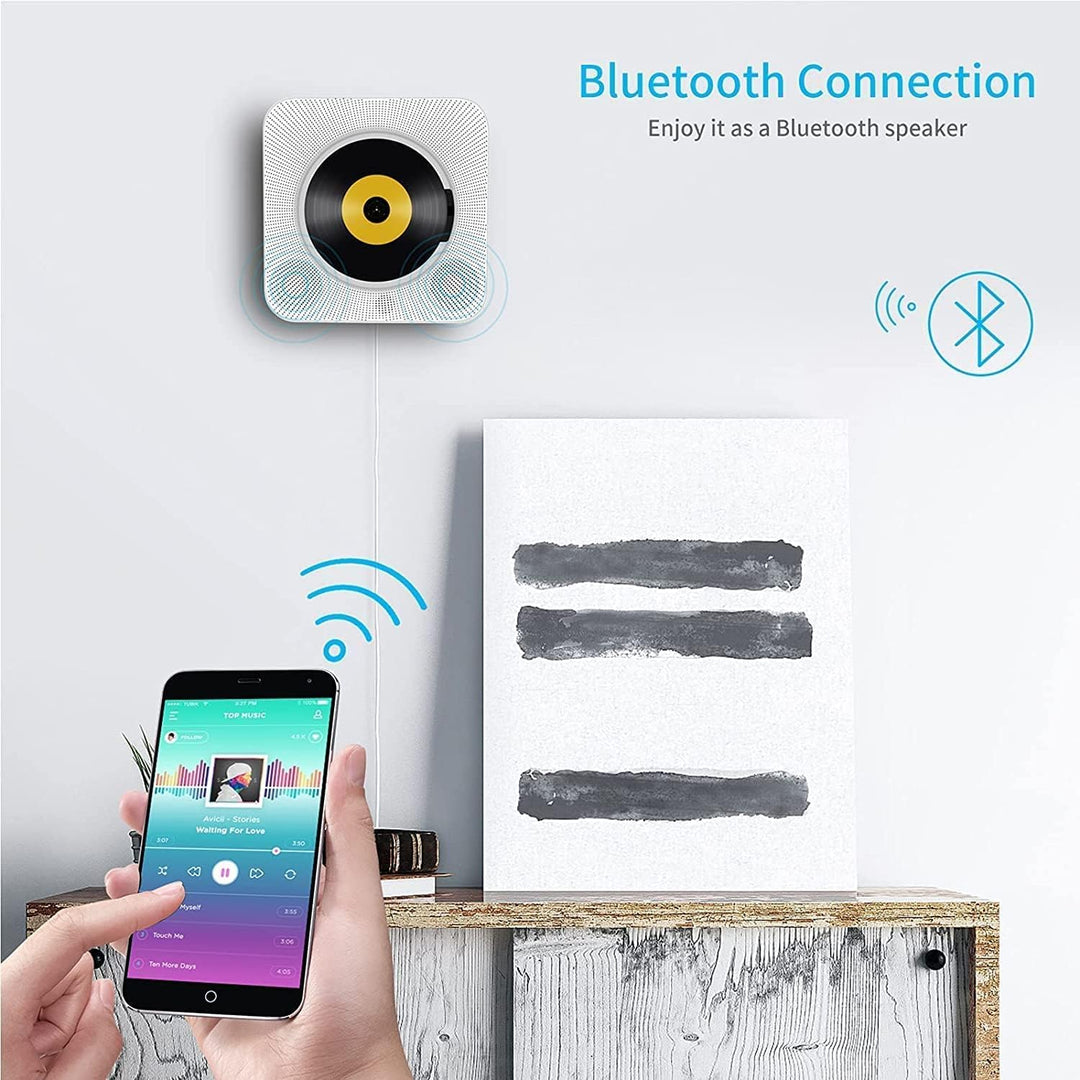 Tragbarer CD Player mit Bluetooth USB - Wand Montierbaren HiFi Lautsprechern mit Fernbedienung Multi
